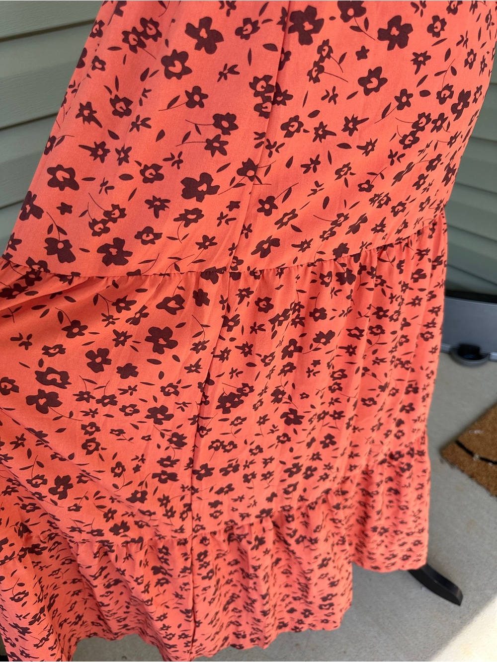 Maggeer beautiful orange w rust colored Floral Maxi Dress with smocking size S - Picture 7 of 14